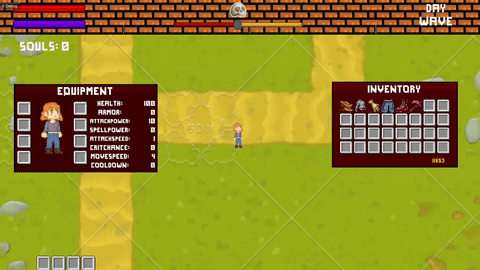 Equipment and stat panel interaction in Soul Snatched